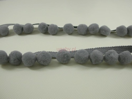 taśma z pomponami kolor szary