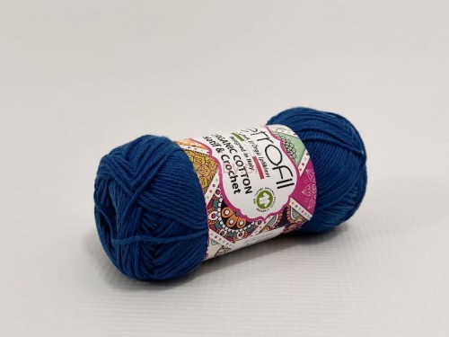 Intensywnie chabrowa włóczka Organic Cotton EB057 marki Etrofil z wysokiej jakości tureckiej bawełny organicznej.