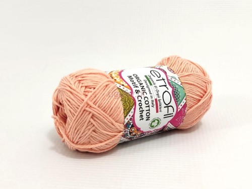 Subtelna łososiowa włóczka Organic Cotton EB065 marki Etrofil z antyalergicznej bawełny organicznej.