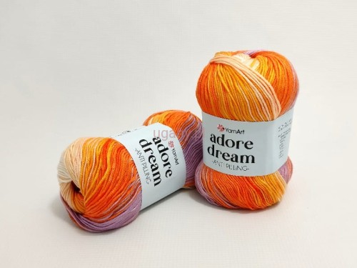 Włóczka YarnArt Adore Dream 1053 cieniowana pomarańczowo-fioletowa anti-pilling