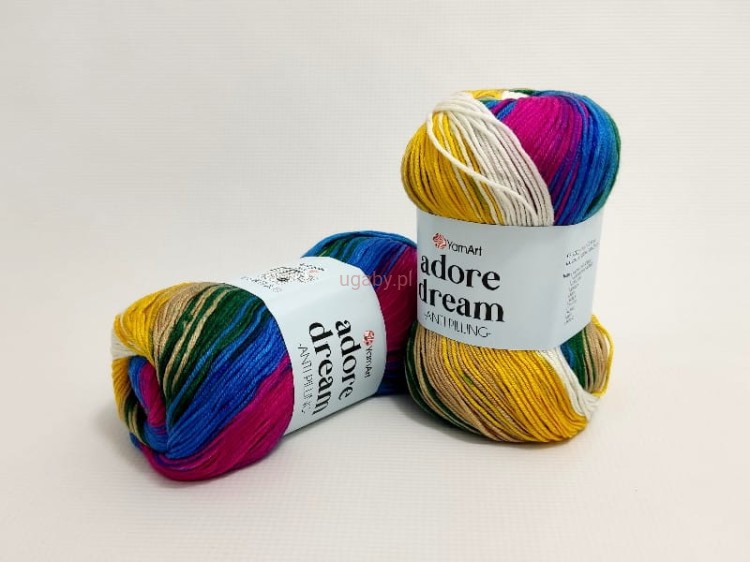 Włóczka YarnArt Adore Dream 1057 nasycone kolory fuksja niebieski żółty anti-pilling