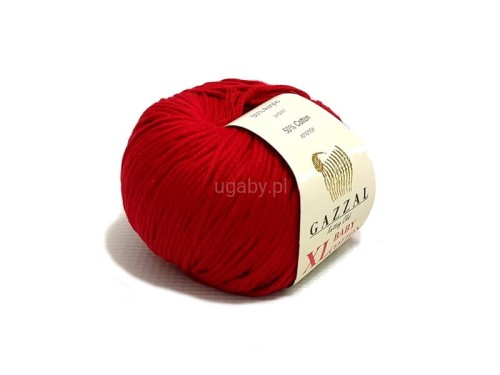 Włóczka Gazzal Baby Cotton XL ciemnoczerwona 3439 – motek bawełniany w kolorze bordo.