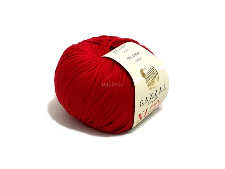 Włóczka Gazzal Baby Cotton XL ciemnoczerwona 3439 – motek bawełniany w kolorze bordo.