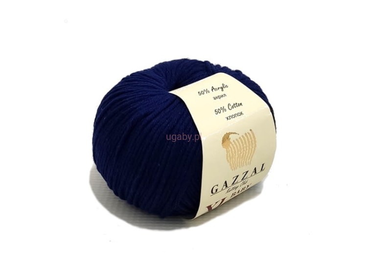 Motek granatowej włóczki Gazzal Baby Cotton XL numer 3438 o gładkiej i matowej strukturze.