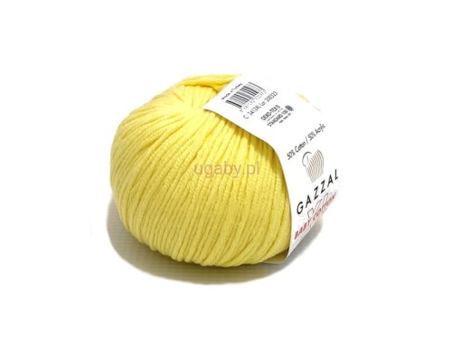 Włóczka Gazzal Baby Cotton XL kolor bananowy 3413 – motek miękkiej bawełny z akrylem.