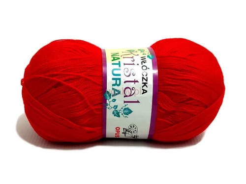Czerwona włóczka Kristal Natura o numerze 41, miękki motek akrylowy do robótek ręcznych.