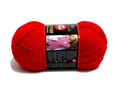 Czerwona włóczka Himalaya Everyday 70037 anti-pilling – zbliżenie na motek.