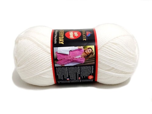 Biała włóczka akrylowa Himalaya Everyday kolor 70001 – motek anti-pilling.