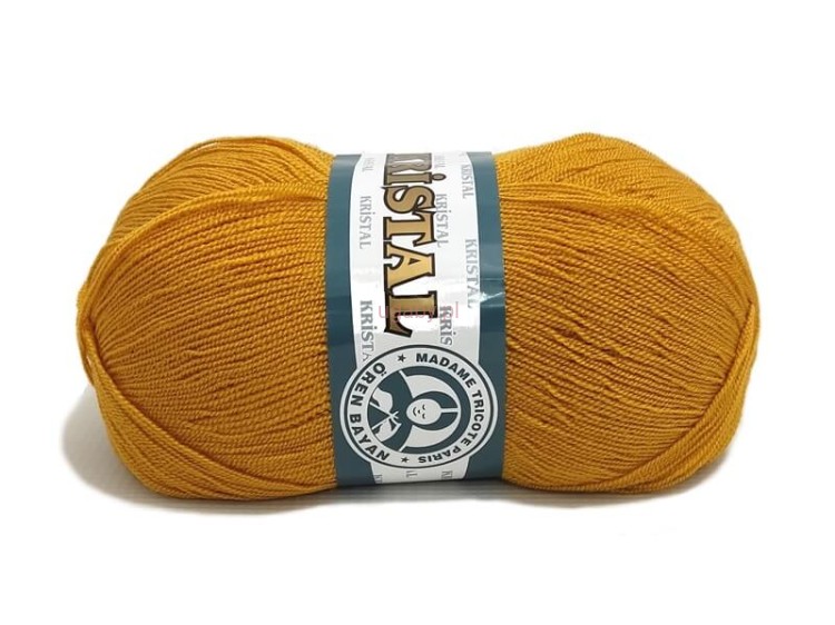 Tekst alternatywny (Alt Tag): Motek włóczki Kristal w kolorze bursztynowym numer 115 na białym tle.