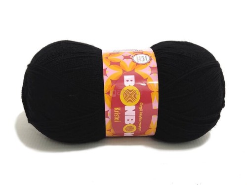 Czarna włóczka akrylowa Bonbon Kristal 98206 – widok motka z podwójną nicią.