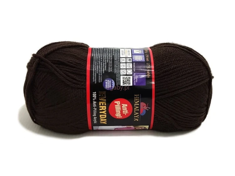 Brązowa włóczka Himalaya Everyday kolor 70024 – motek akrylu odpornego na mechacenie.