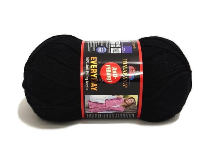 Czarna włóczka Himalaya Everyday 70027 – motek wysokiej jakości akrylu anti-pilling.