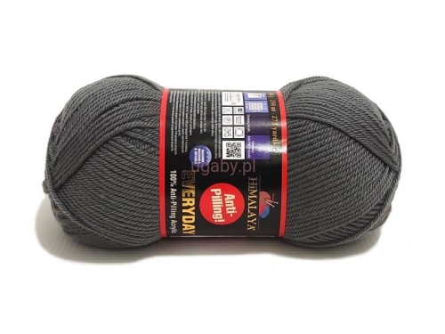 Szara włóczka akrylowa Himalaya Everyday 70026 anti-pilling – motek na białym tle.