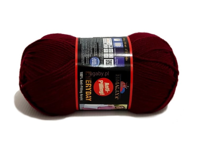Bordowa włóczka Himalaya Everyday nr 70007 – motek akrylu anti-pilling.
