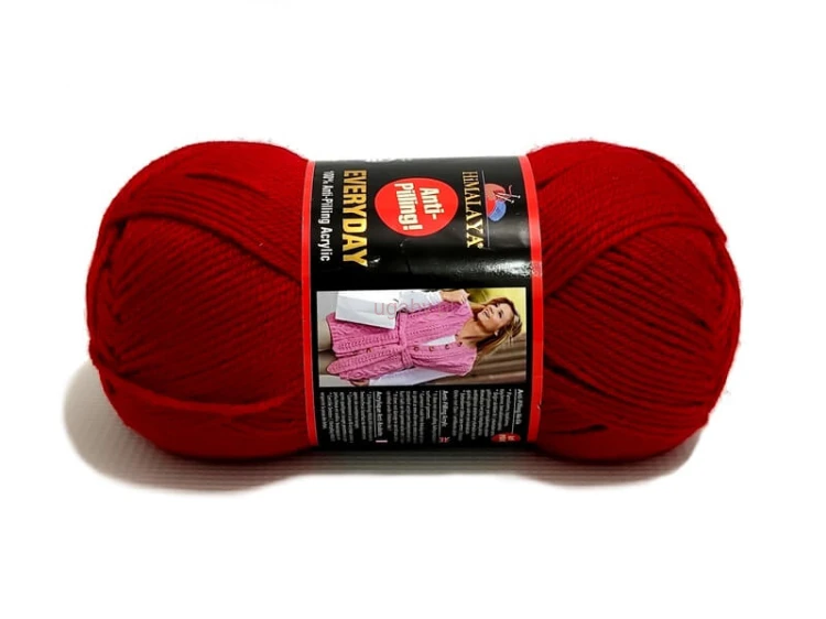 Czerwona włóczka akrylowa Himalaya Everyday 70006 – motek miękkiej włóczki anti-pilling.