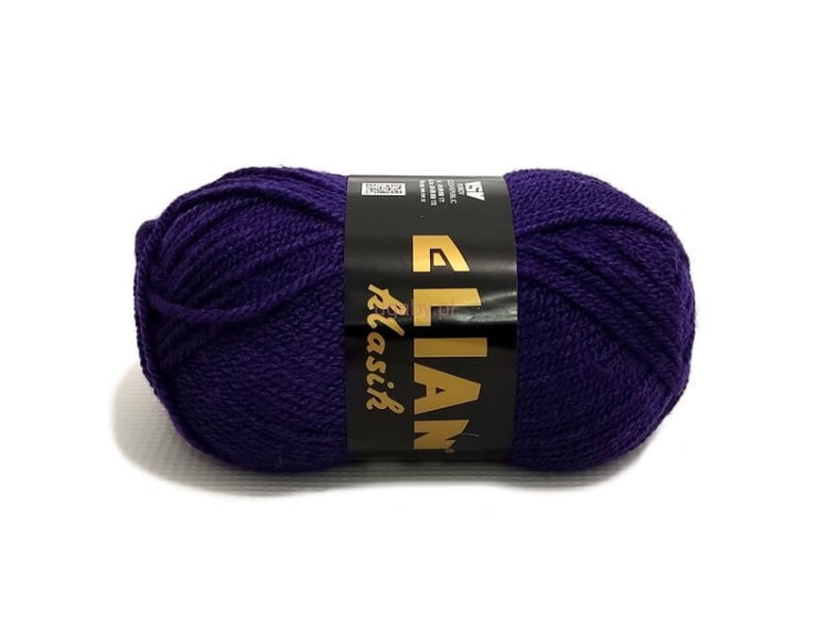 Włóczka Elian Klasik w kolorze fioletowym numer 3374 – motek miękkiej przędzy akrylowej do robótek na drutach.