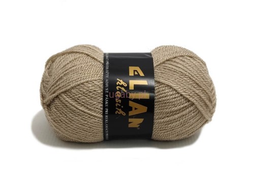 Włóczka Elian Klasik w kolorze ciemnobeżowym numer 401 – motek klasycznej, miękkiej przędzy akrylowej.