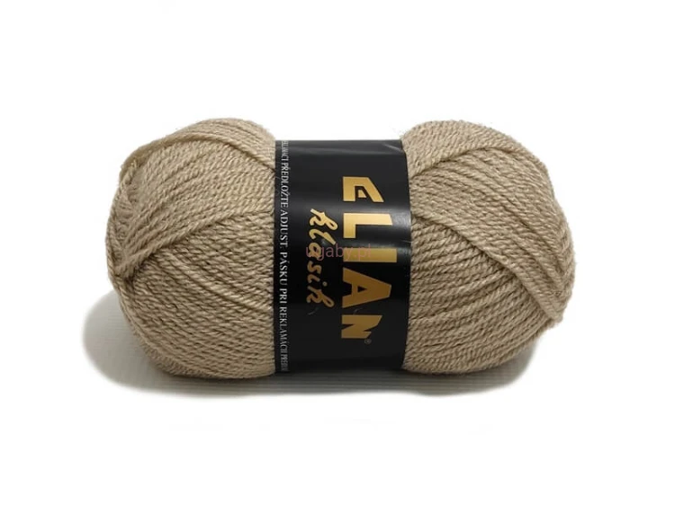 Włóczka Elian Klasik w kolorze ciemnobeżowym numer 401 – motek klasycznej, miękkiej przędzy akrylowej.