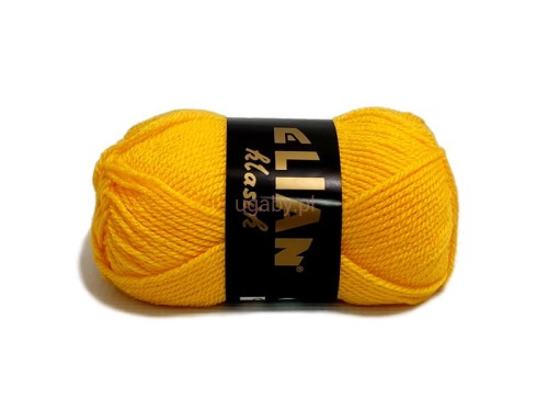 Włóczka Elian Klasik w nasyconym żółtym kolorze numer 184 – motek słonecznej przędzy akrylowej do robótek ręcznych.