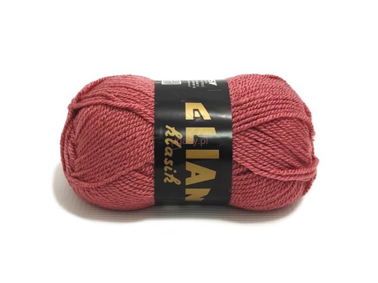 Włóczka Elian Klasik w kolorze sjena palona numer 242 – motek brązowo-rudej przędzy akrylowej do robótek ręcznych.