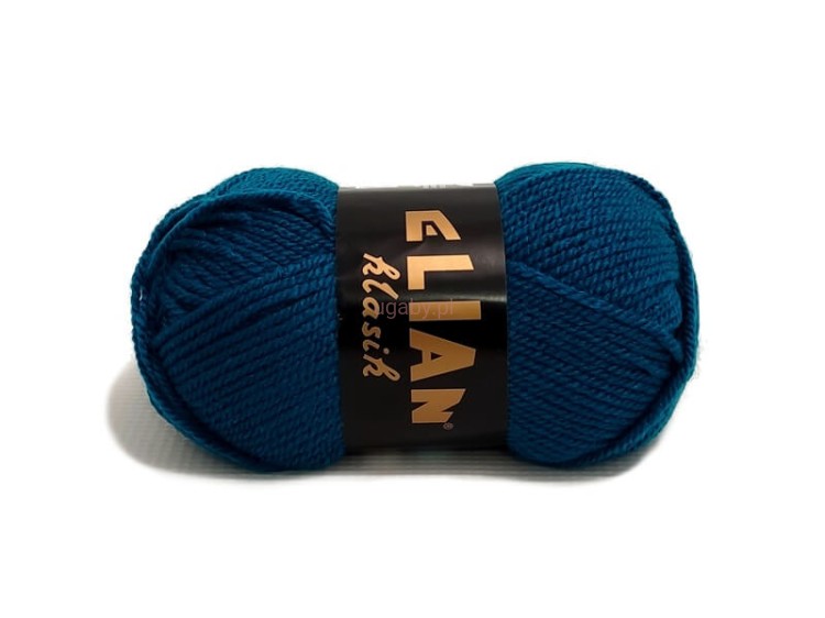 Włóczka Elian Klasik w kolorze ciemnym morskim numer 2335 – motek nasyconej przędzy akrylowej do robótek na drutach.