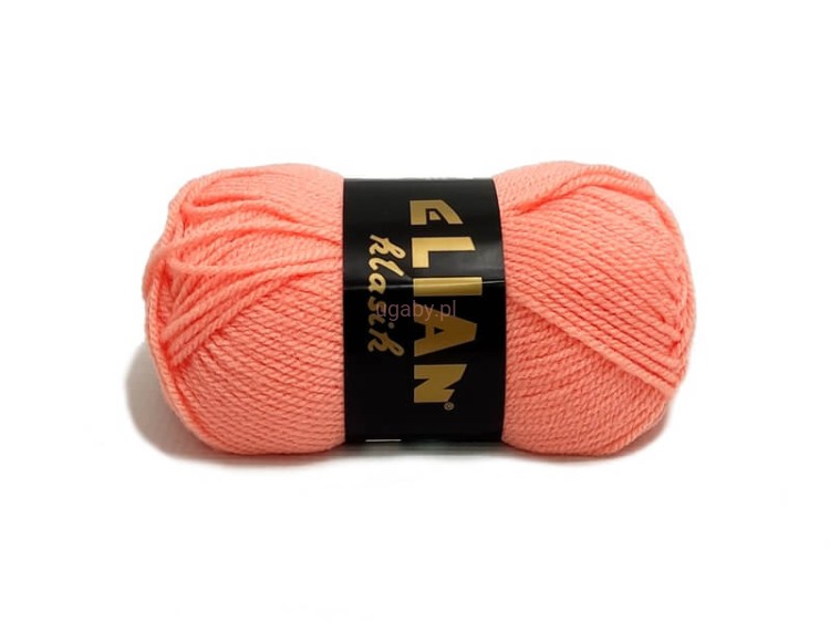 Włóczka Elian Klasik w kolorze łososiowym numer 1292 – motek nasyconej przędzy akrylowej o średniej grubości.