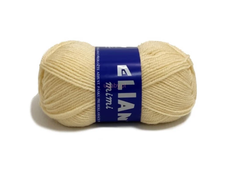 Motek włóczki Elian Mimi w kolorze ecru (numer 218), jasna włóczka akrylowa na ubranka do chrztu i kocyki niemowlęce.