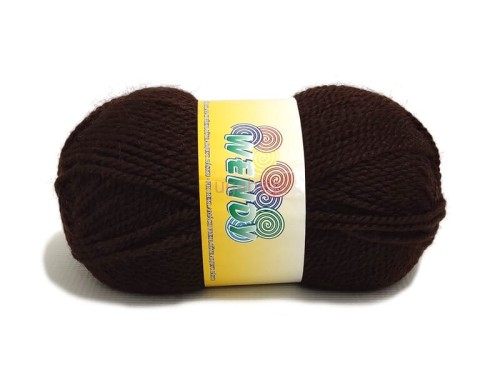 Brązowa włóczka Wendy Elian nr 1182, ciemny czekoladowy motek mieszanki wełny i akrylu.