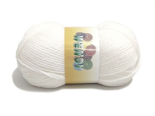 Włóczka Elian Wendy kolor biały nr 208, naturalny odcień bieli, mieszanka wełny i akrylu.