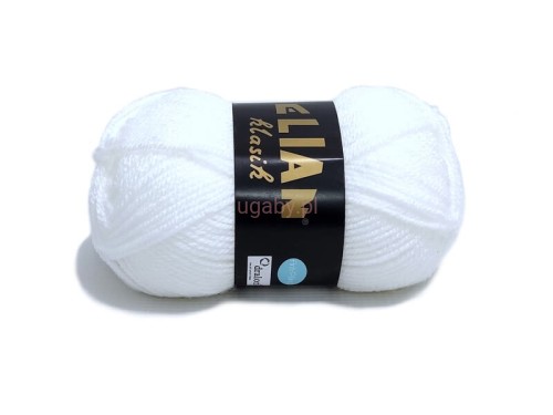 Włóczka Elian Klasik w czystym białym kolorze numer 208 – motek uniwersalnej przędzy akrylowej.