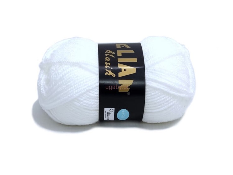 Włóczka Elian Klasik w czystym białym kolorze numer 208 – motek uniwersalnej przędzy akrylowej.