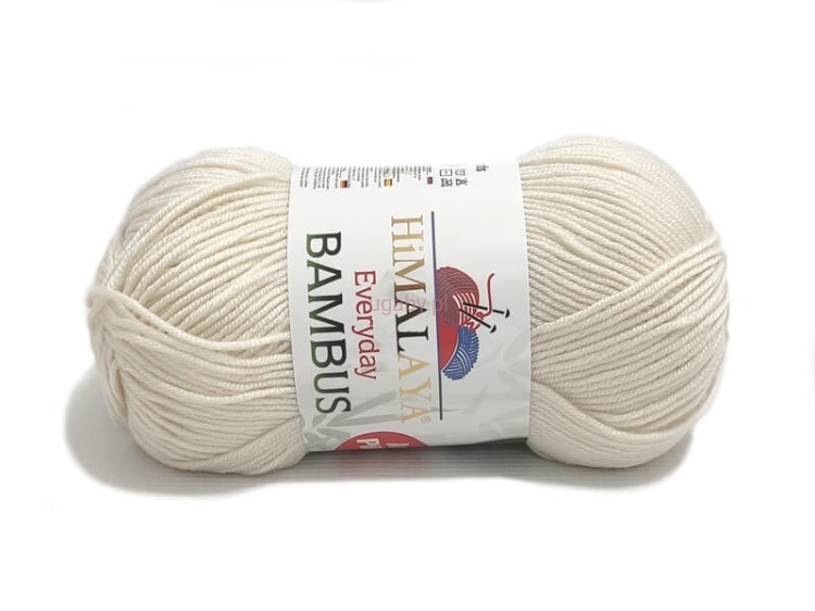 Włóczka Himalaya Everyday Bambus w kolorze ecru (numer 236-02) z widoczną etykietą Anti-Pilling.