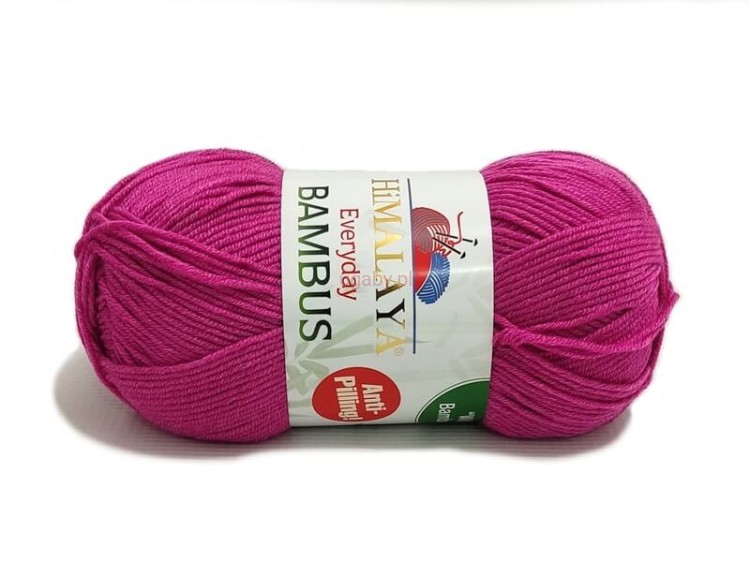 Włóczka Himalaya Everyday Bambus w intensywnym kolorze fuksji (numer 236-17) z widoczną etykietą Anti-Pilling.