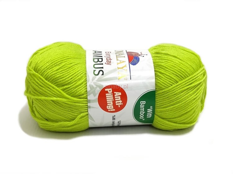 Włóczka Himalaya Everyday Bambus w kolorze limonkowym (numer 236-25) z widoczną etykietą Anti-Pilling.