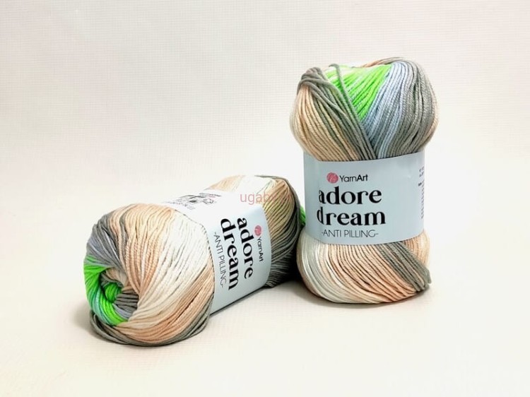 Włóczka YarnArt Adore Dream 1052 cieniowana zielono-beżowa anti-pilling akryl