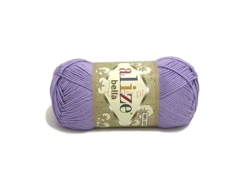 Motek bawełnianej włóczki Alize Bella w kolorze jasnofioletowym o numerze 158.