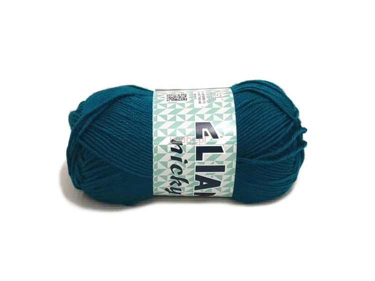 Motek włóczki Elian Nicky w kolorze morskim (numer 3812), gładka akrylowa włóczka z połyskiem na swetry i kocyki.