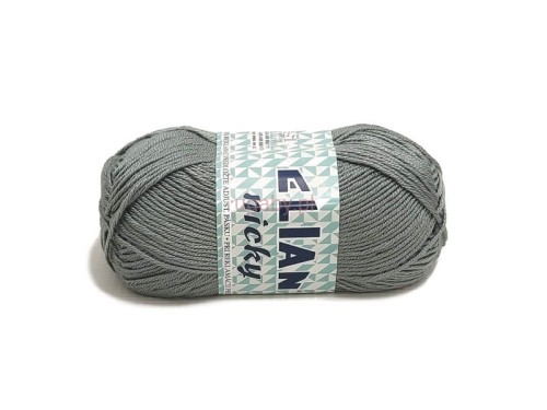 Motek włóczki Elian Nicky w kolorze szarym (numer 4198), gładka i delikatna włóczka akrylowa z połyskiem na wyroby dla dzieci i dorosłych.