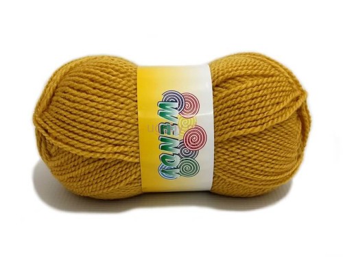 Włóczka Elian Wendy kolor bursztynowy nr 5095, złocisty motek mieszanki wełny i akrylu.