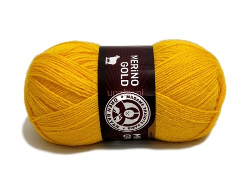 Włóczka Merino Gold w kolorze miodowym nr 029 – miękka i słoneczna mieszanka wełny z akrylem na jesienne dzianiny.