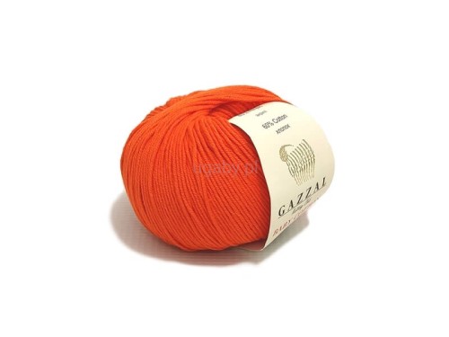 Motek pomarańczowej włóczki Gazzal Baby Cotton nr 3419, mieszanka bawełny i akrylu.