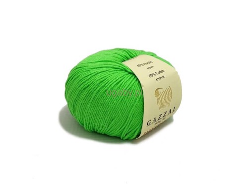 Jasnozielona włóczka Gazzal Baby Cotton numer 3427, motek 50g, mieszanka bawełny z akrylem na wiosenne wyroby.