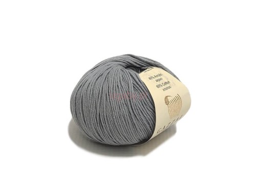 Włóczka Gazzal Baby Cotton 3430 w kolorze jasnoszarym, motek 50g, mieszanka bawełny z akrylem na ubranka dziecięce.