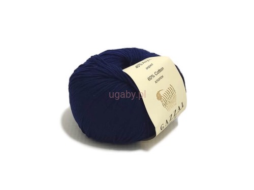Granatowa włóczka Gazzal Baby Cotton numer 3438, motek 50g, mieszanka bawełny z akrylem na eleganckie swetry.