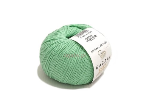 Włóczka Gazzal Baby Cotton 3425 w kolorze pistacjowym, motek 50g, miękka bawełna z akrylem na kocyki i swetry.