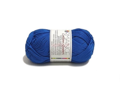 Włóczka Cotton Queen kolor chabrowy 0100 – nasycona niebieska bawełna merceryzowana o sznurkowym splocie.