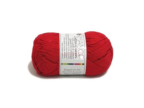 Włóczka Cotton Queen kolor czerwony 0162 – motek nasyconej czerwonej bawełny merceryzowanej o sznurkowym splocie.