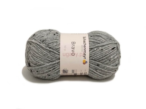 Popielata nakrapiana włóczka akrylowa Bravo Schachenmayr 08376 – motek 50g z efektem tweedu.