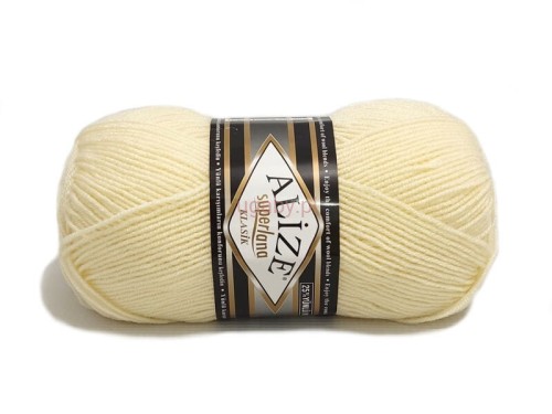 Kremowa włóczka Alize Superlana Klasik kolor nr 01 – klasyczny motek.