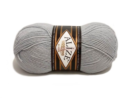 Szara włóczka Alize Superlana Klasik w kolorze klasyczny popiel (nr 698).